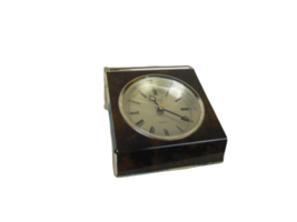 Vintage Sieko Desk Clock Faux Brass and Marble 4&quot; Japan - £15.03 GBP