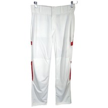 Mens White Long Baseball Pants Adult Size L Large with Red Alleson 33x33 - $30.00