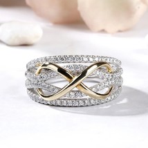 1Ct Lab-Created Moissanite Crossover Infinity Wedding Band Ring in 925 Silver -7 - £121.91 GBP