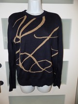 LAUREN Ralph Lauren Signature Script Crewneck Sweater in Navy Blue Size ... - $60.00