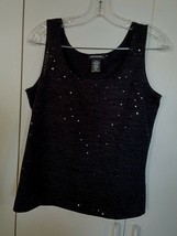 Notations Ladies Black Sequin Sleeveless TOP-M-WORN ONCE-POLYESTER/SPANDEX-NICE - £7.20 GBP