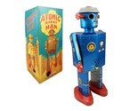 ATOMIC MAN ROBOT 11.5&quot; Large Blue Wind Up Tin Toy Collectible Saint John... - €42,39 EUR