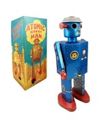 ATOMIC MAN ROBOT 11.5&quot; Large Blue Wind Up Tin Toy Collectible Saint John... - €43,38 EUR