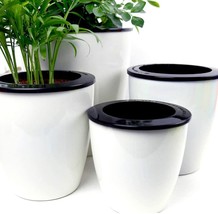 Mkono 3 Pack Self Watering African Violet Pots Plastic White Flower, Medium. - £35.91 GBP