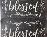 Set of 2 Same Kitchen Plastic Placemats (12&quot;x18&quot;) BLESSED ON BLACK, GR - £10.11 GBP