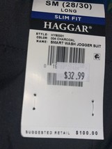 New Haggar Men&#39;s Smart Wash Jogger Suit Pant Slim Fit Black Char Size Sm Hy80001 - £17.86 GBP