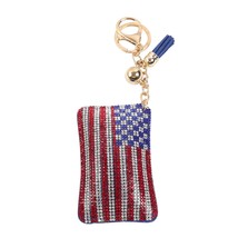 USA America Americana Patriotic Crystal Tassel Flag Keychain Keyring Bag... - £11.05 GBP
