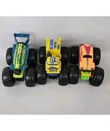 Lot Of 3 Hot Wheels Monster Trucks 1:64 Carbonator, Beetle &amp; We&#39;ll Trash It - $24.26