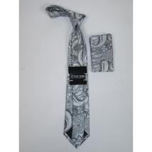 Men's Stacy Adams Tie and Hankie Set Woven Design #St415 Silver gray image 4