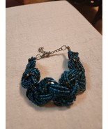 7&quot; Turquoise Aqua Seed Beads Bracelet Braided + 3&quot; Extension Chain Prett... - $31.24 CAD