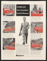 1950s Kaiser Frazer&#39;s Henry J Red Sedan Car Lowell Thomas Print Ad 13.5&quot; x 10&quot; - £11.18 GBP