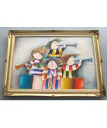 J. Roybal Vintage Extra Large Colorful Art of Children Playing Flutes Mu... - $569.00