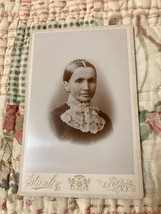 Lyons New York SHINY FINISH Antique Cabinet Photo FANCY Woman Grandma He... - $20.85