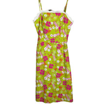 Lilly Pulitzer size 2 dress Flip Flops Flowers Pink Lime Lined Scalloped Neck - £29.88 GBP