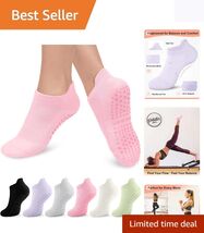 3/6 Pairs Non-Slip Grip Pilates Socks for Women – Perfect for Yoga and D... - $15.79