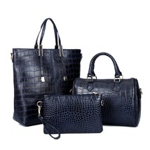 Amberler Fashion PU Leather Women Handbags Luxury Designer Crocodile Pattern 3 P - £58.28 GBP
