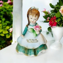 LEFTON Vintage Porcelain JUNE Birthday Girl Green Dress 4.5&quot; Figurine #K... - €21,34 EUR