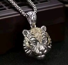 Men&#39;s Fashion Jewelry Silver Tiger Head Pendant Necklace Fast Free Shipping  - $11.89