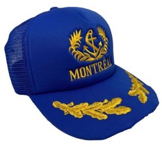 Vintage Montreal Hat Cap Snap Back Blue Mesh Trucker Gold Leaf &amp; Anchor One Size - £20.08 GBP