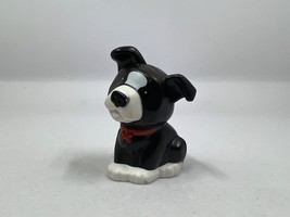 Fisher Price Little People BLACK &amp; WHITE PUPPY DOG PET for HOUSE w/ Collar - $12.86