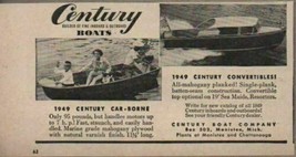 1949 Print Ad Century Convertibles &amp; Car-Borne Boats Manistee,MI - $8.36