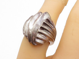 925 Sterling Silver - Vintage Dark Tone Fluted Design Band Ring Sz 6.5 - RG4181 - £37.08 GBP