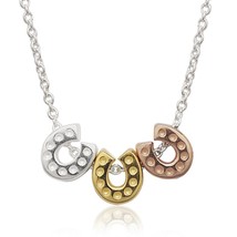 Sterling Silver White, GP, and Rose GP Tiny Horseshoe Necklace - £39.48 GBP