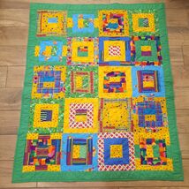 Vintage Patchwork Kids baby Quilt Retro Handmade Nursery Bedding Primary... - $21.00