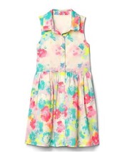 New Gap Kids Girl Watercolor Floral Ivory Pink Green Sleeveless Shirt Dress 8 10 - £19.90 GBP