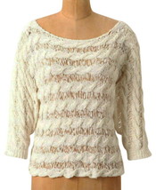 Anthropologie Openwork Pullover Top Small 2 4 Ivory Moth Cable Like Stripes NWT - £32.95 GBP