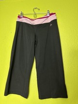Adidas Cropped Leggings Yoga Pants Climalite Black Pink Large - £17.00 GBP