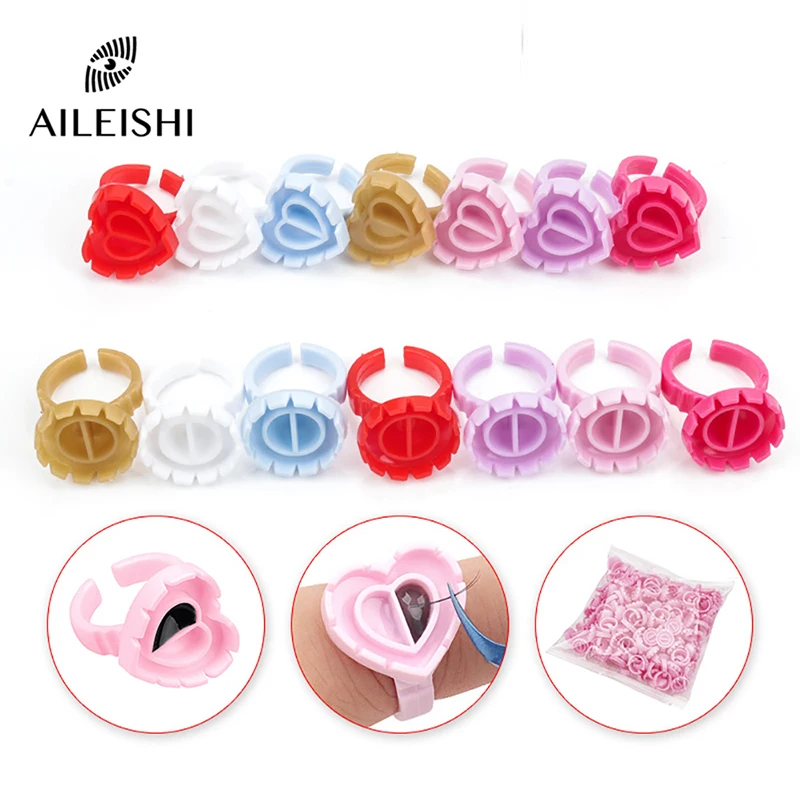 AILEISHI 100Pcs Disposable Eyelash Glue Fan Cup Rings Holder Container Tattoo Pi - £19.05 GBP