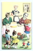 Postcard Alfred Mainzer Anthropomorphic Cats Happy Birthday Cake Party 4738 - £8.20 GBP