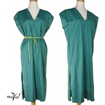 Vintage Green Sheath Dress w Side Slits -  V Neck Simple Design - XL - H... - $26.00