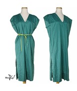 Vintage Green Sheath Dress w Side Slits -  V Neck Simple Design - XL - H... - £20.60 GBP