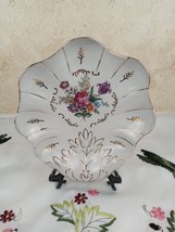 Vintage Hand Painted Shell Shaped Serving Dish Floral Design Gold Trim J... - £12.85 GBP