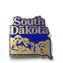 VTG South Dakota Mount Rushmore National Memorial Blue Gold Tone Pin Souvneir - £6.95 GBP