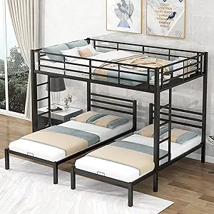Full Over Twin &amp; Twin Size Triple Bunk Beds For 3,Sturdy Heavy Duty Bedf... - $713.99