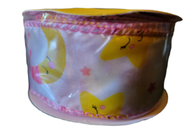 White, Pink and Yellow Moon and Stars Ribbon - New - £7.10 GBP