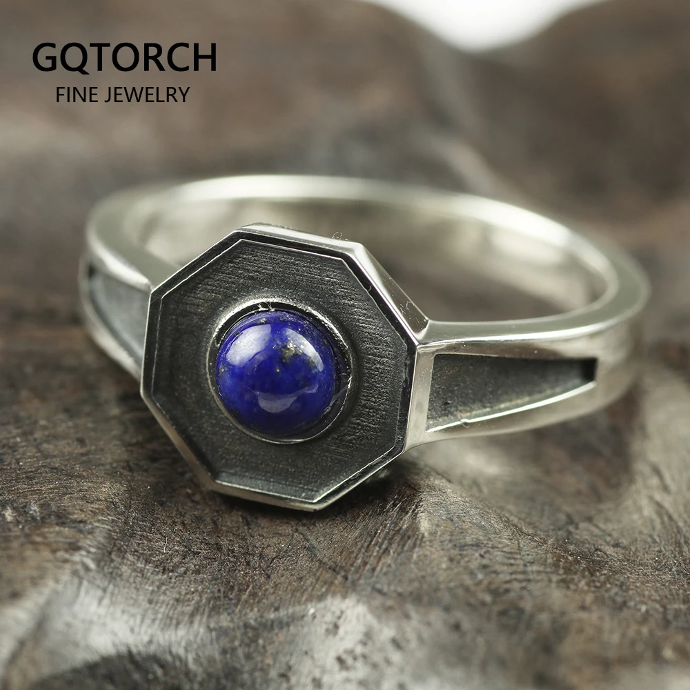 Original Design 925 Sterling Silver Rings For Men and women With Natural Lapis L - £39.25 GBP