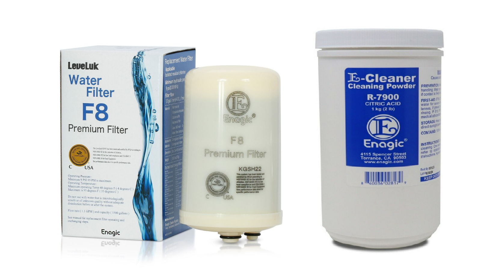 Enagic F8 High Grade Water Filter &amp; E-Cleaner Cleaning powder-Japan - $265.86