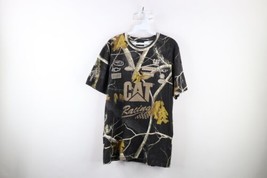 Vintage NASCAR Mens Size Large Spell Out Cat Racing Realtree Camouflage T-Shirt - £38.72 GBP