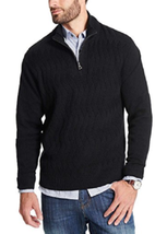 Weatherproof Men’s ¼ Zip Sweater, Black, Medium - £23.65 GBP