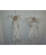 Dillards Winged Angel Ornaments Feather Wings Skirt Ceramic Head Hands 1... - £14.59 GBP