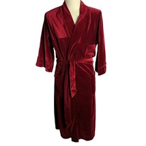 Vintage Christian Dior Velvet Velour Robe One Size Red Striped Pockets Tie Belt - £104.35 GBP
