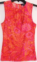 Chaps by Ralph Lauren Misses XS (2) Orange Floral Paisley Jersey Knit Blouse Top - £23.41 GBP