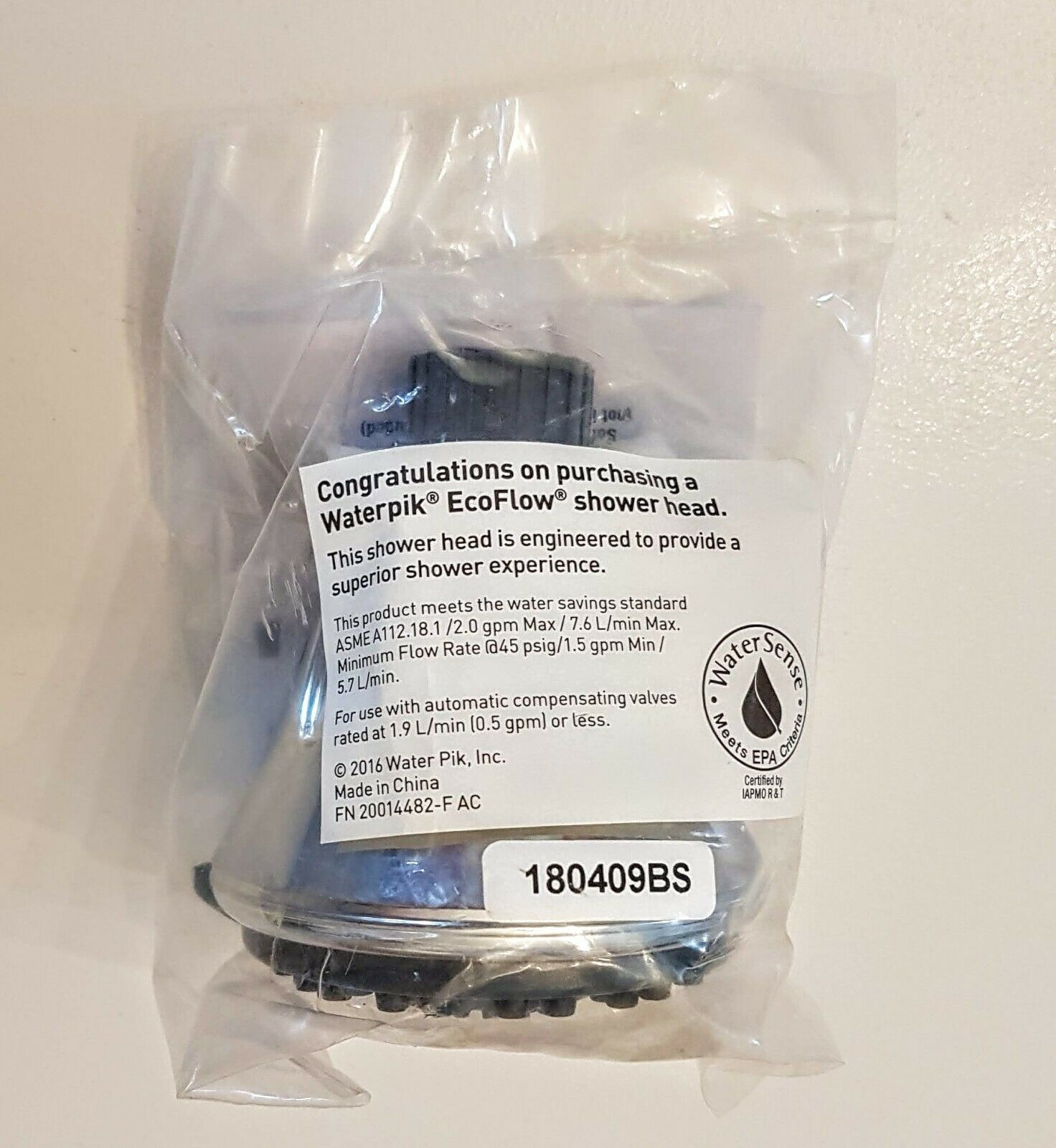 Waterpik EcoFlow Shower Head Water Sense Nozzle New Sealed Save Energy - $9.82