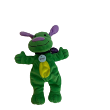 Vintage Kindermusik Wags Green Dog Purple Ears &amp; Backpack Puppet 14&quot; Zipper - £6.12 GBP