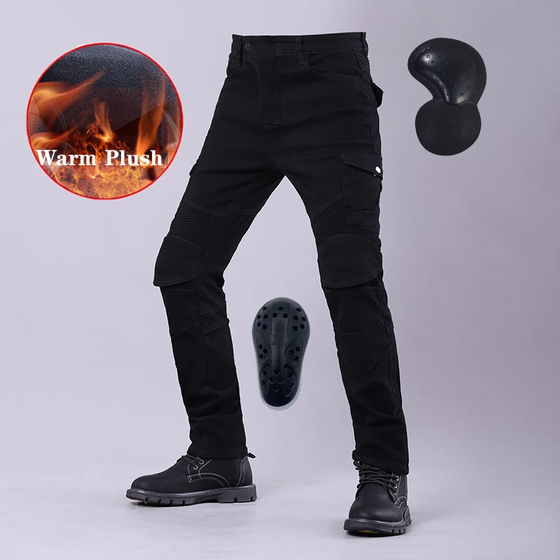 Autumn Winter Motorcycle Plush Pants Windproof Warm Outdoor Riding Double Velvet - £62.60 GBP+