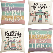 AVOIN Colorlife Happy Easter He Is Risen Throw Pillow Covers, 18 X 18 Inch Cross - £19.18 GBP